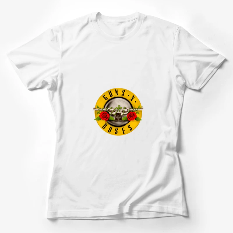 Guns N' Roses Classic Rock Band Logo with Pistols and Roses Female T-Shirt