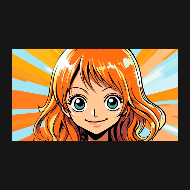 Cute Anime Girl with Orange Hair and Big Eyes in Manga Style Desk Mat