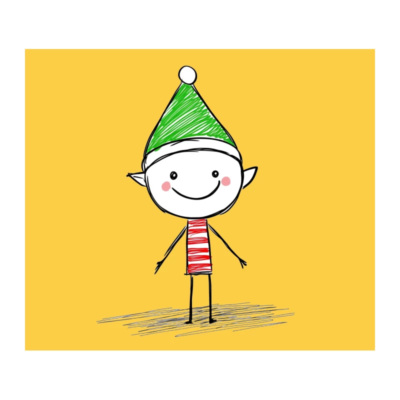 Cute Christmas Elf Holiday Doodle Sketch Tapestry