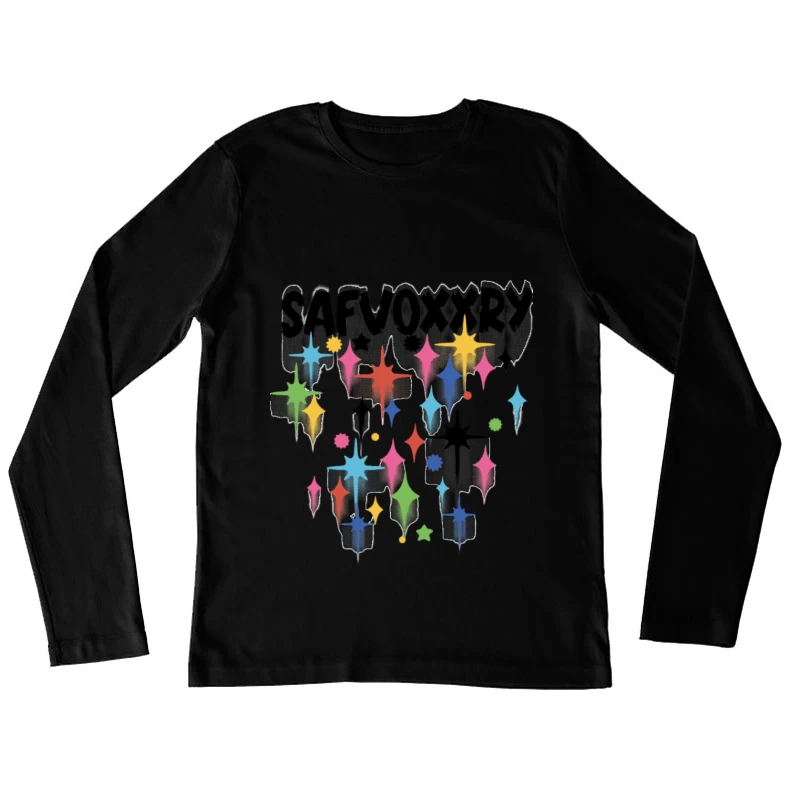 Bunte Sternenmuster Damen Langarm T-Shirt