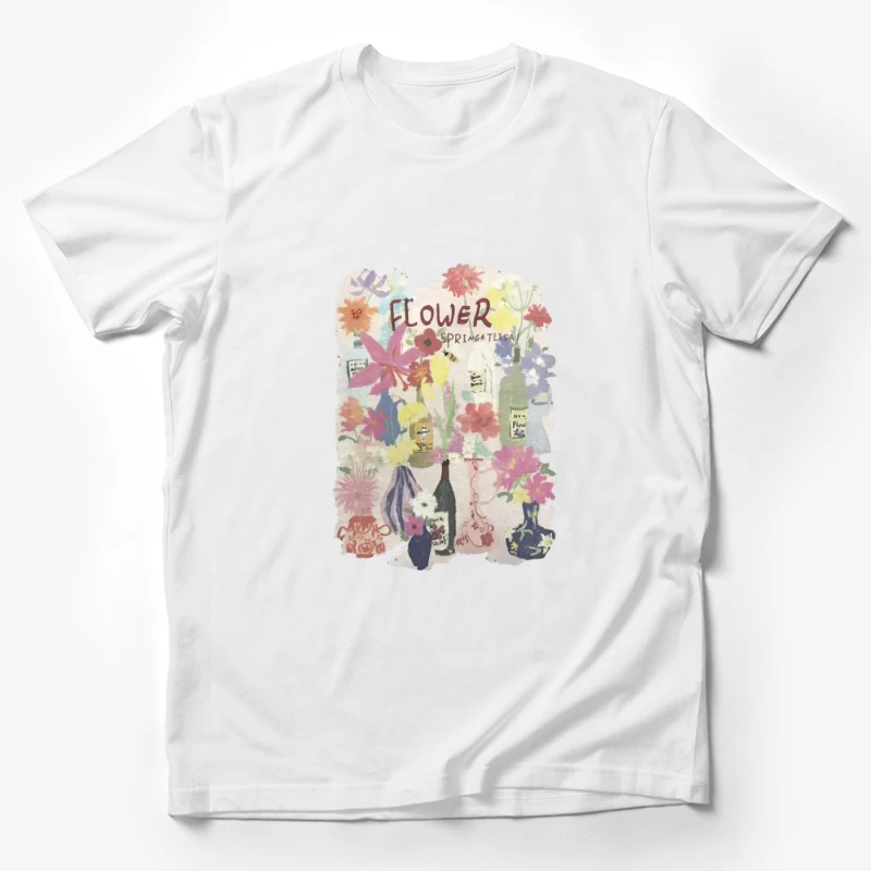 Fleurs de printemps dans des bouteilles de vin Homme T-Shirt