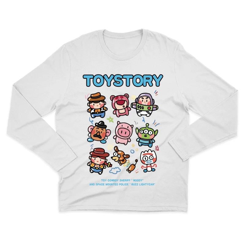 Niedliche Toy Story Charakterillustration Herren Langarm T-Shirt