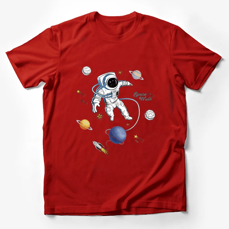 Astronaut im Weltraum mit Planeten und Sternen Herren T-Shirt