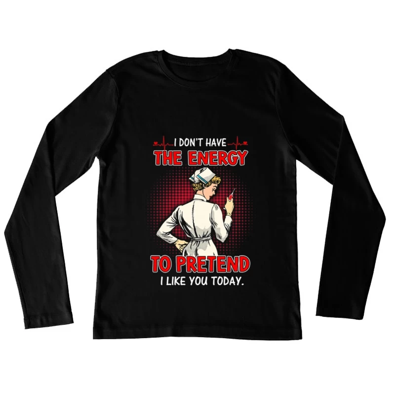 Humour de l'infirmière avec seringue Femme Manches Longues T-Shirt