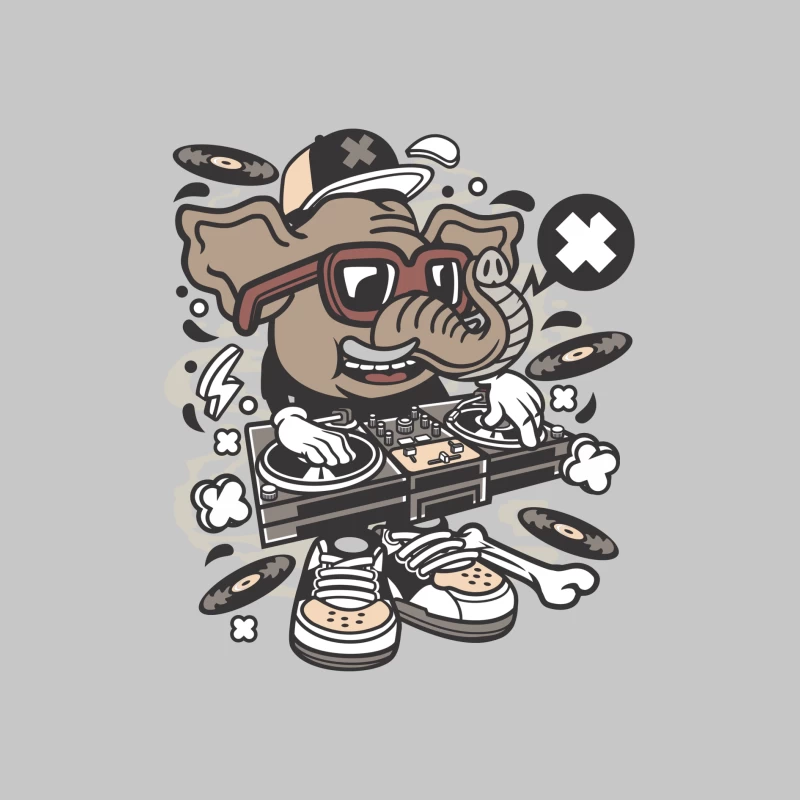 Éléphant DJ avec platines Homme Manches Longues T-Shirt