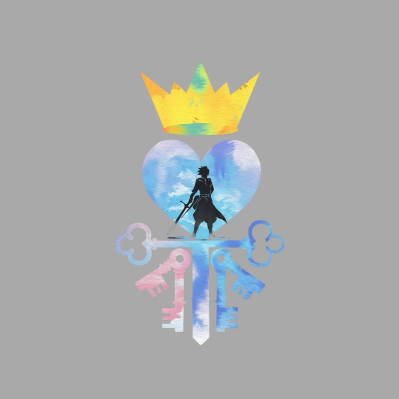 Kingdom Hearts Inspired Watercolor Fantasy Art Female Pullover Hoodie
