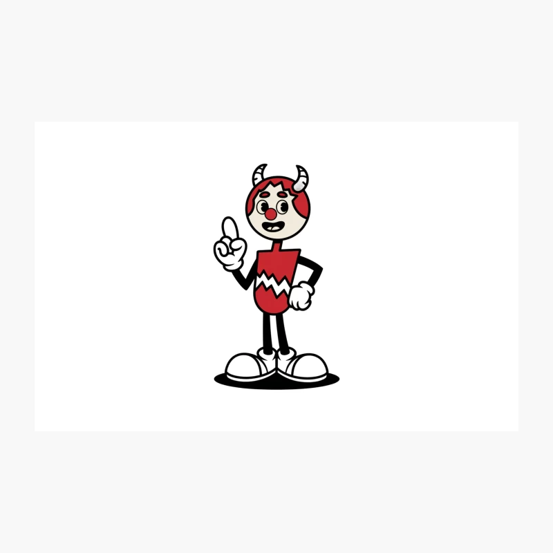 Quirky Red Devil Mascot Pointing Upwards Travel Mug