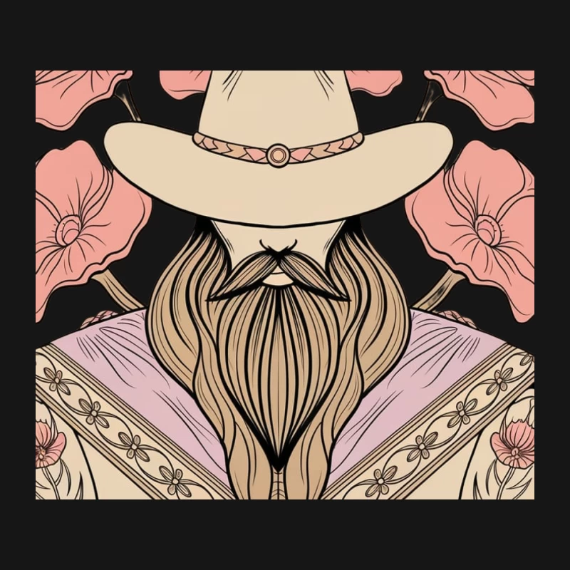 Bearded Cowboy with Floral Western Attire Mouse Pad