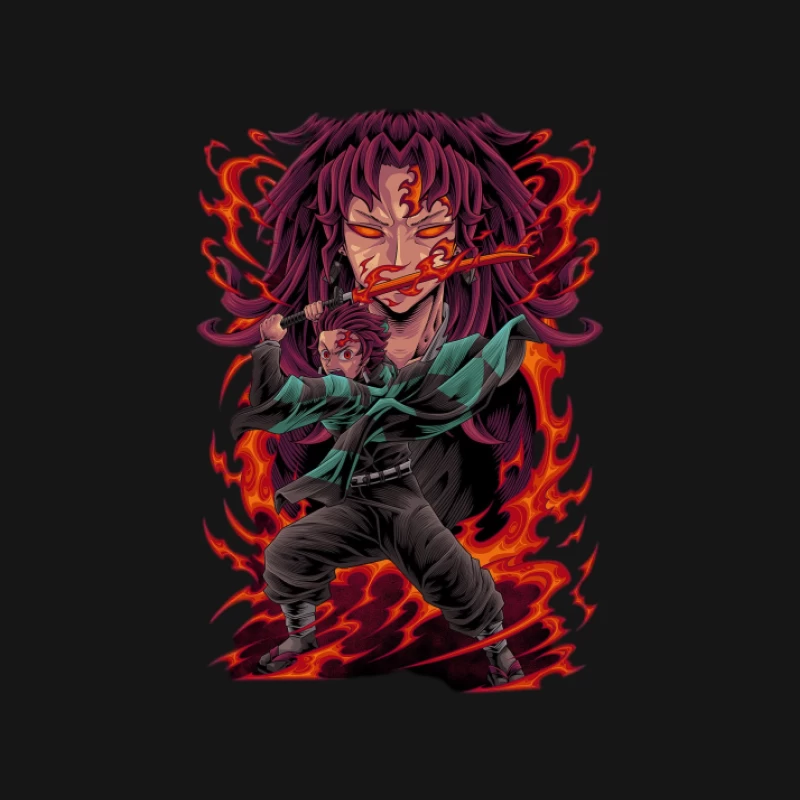 Feuerkrieger mit Flammenschwert Herren Langarm T-Shirt