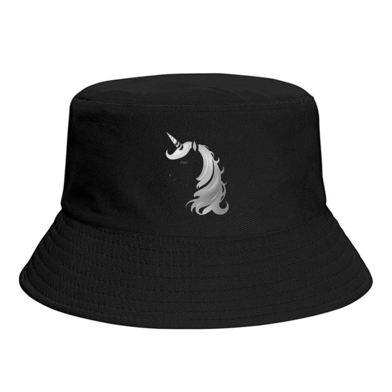 Minimalist Grayscale Unicorn Fantasy Illustration Bucket Hat