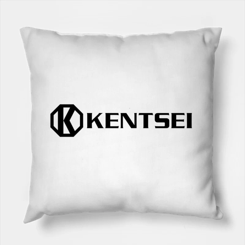 Kensei Black and White Geometric Brand Logo Throw Pillow