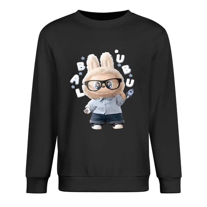 Kuscheliger Hase mit Brille und Mikrofon Herren Pullover Sweatshirt