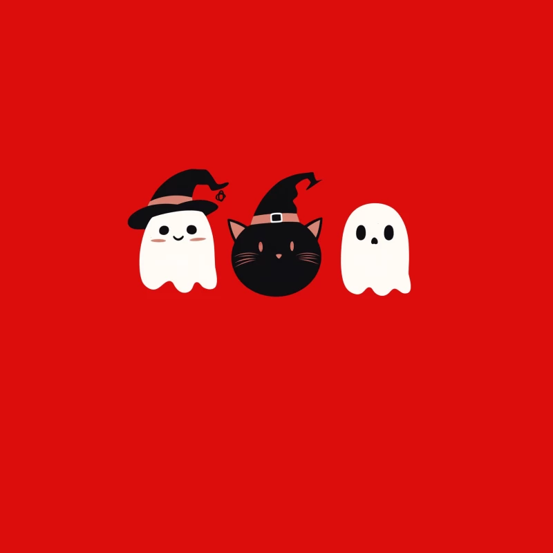Cute Halloween Ghosts and Cat with Witch Hats Male Tank Top