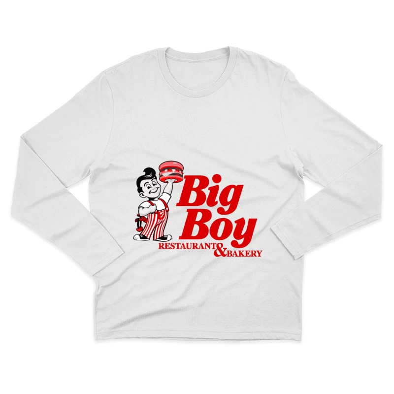 Vintage Big Boy Restaurant and Bakery Logo with Cartoon Mascot Male Long Sleeve T-Shirt