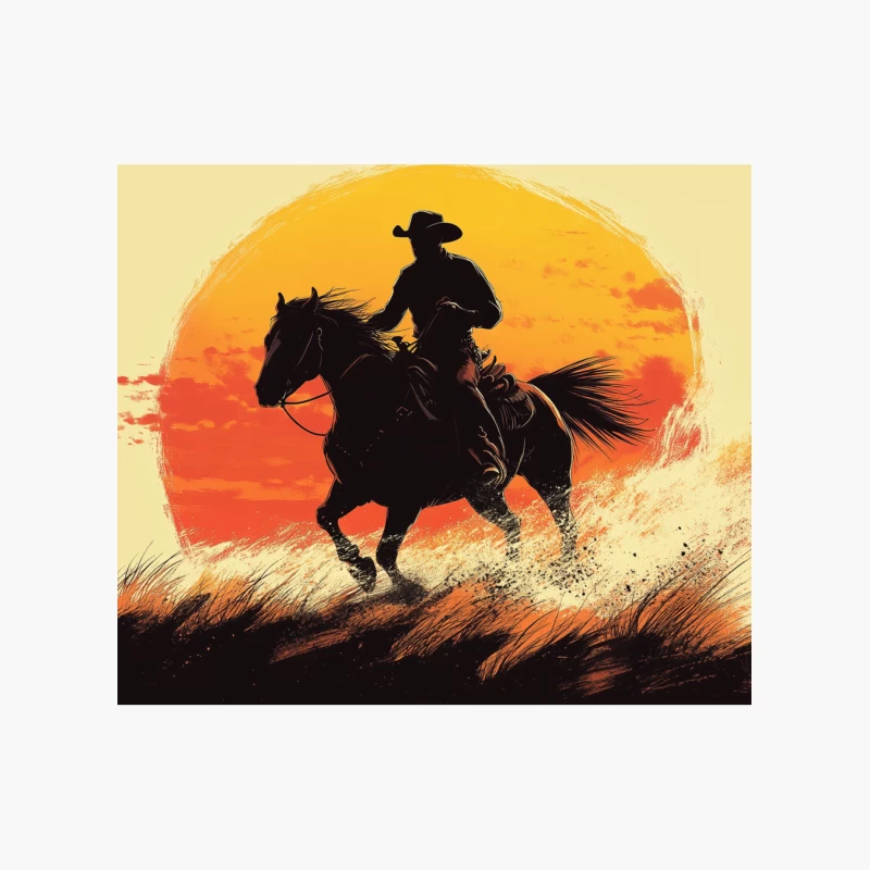 Dramatic Cowboy Silhouette Riding at Sunset Cotton Tote Bag
