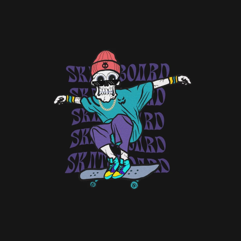 Skelett-Skater in bunten Streetwear Herren T-Shirt