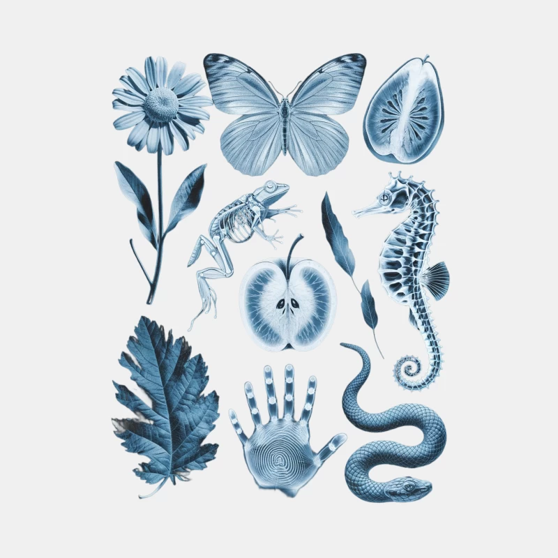 Monochrome Blue Nature and Anatomy Illustrations Male Tank Top