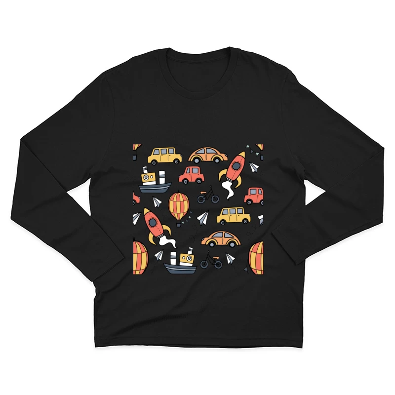 Motifs de véhicules multicolores Homme Manches Longues T-Shirt