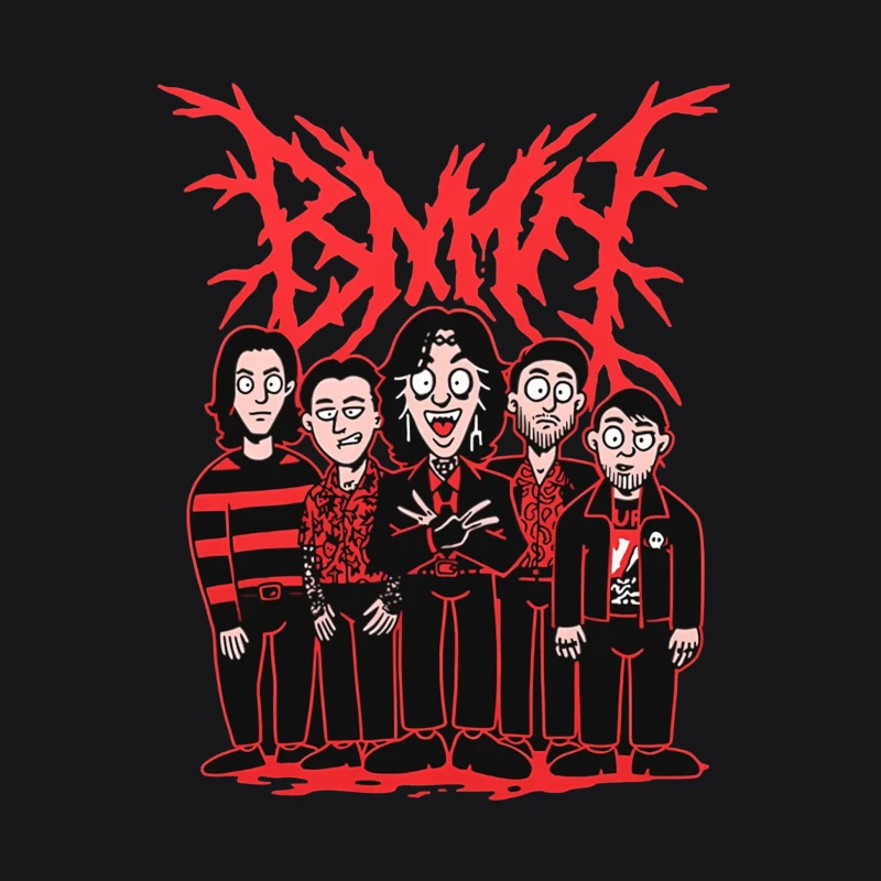 Gothic Rock Band Cartoon in Red and Black Style Male Pullover Hoodie