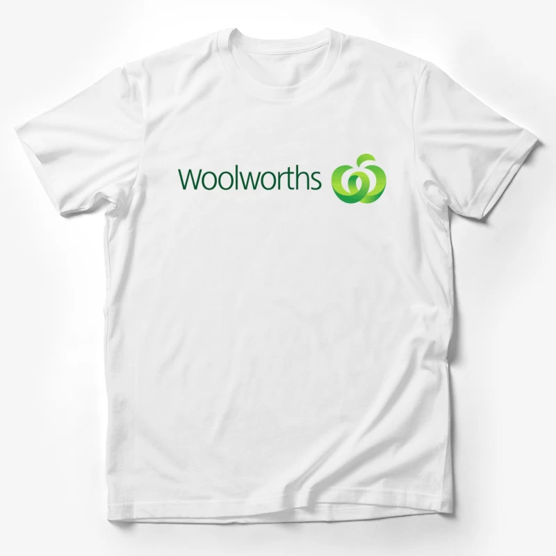 Woolworths Supermarket Chain Logo with Green Apple Design Male T-Shirt