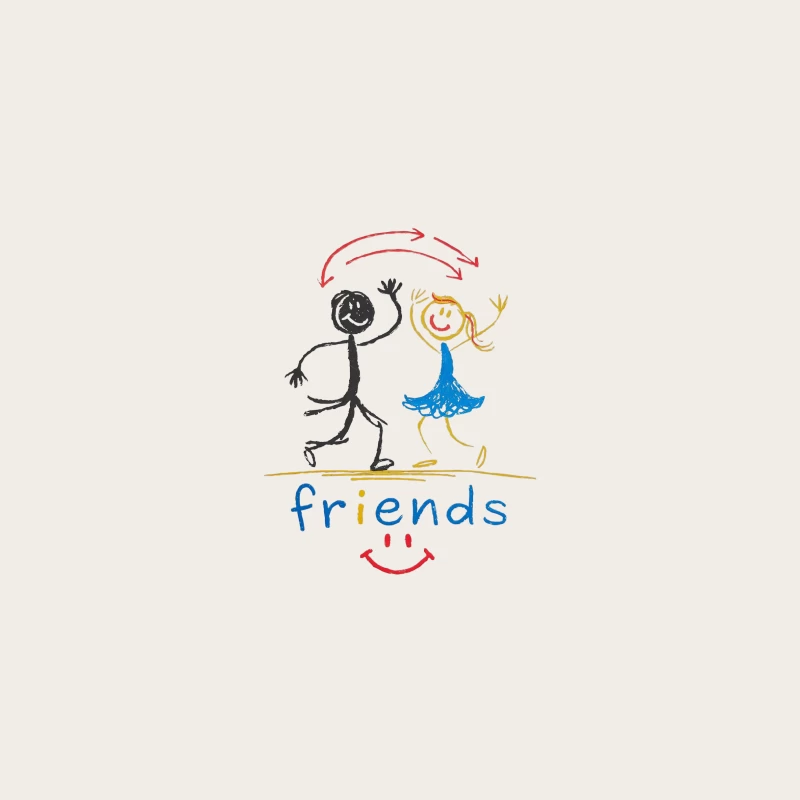 Cheerful Stick Figure Friends in Colorful Children's Drawing Bucket Hat