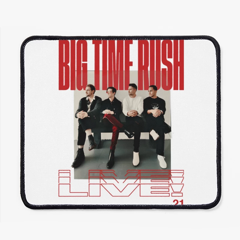 Big Time Rush Band Promotional Photo with Red Typography Design Mouse Pad