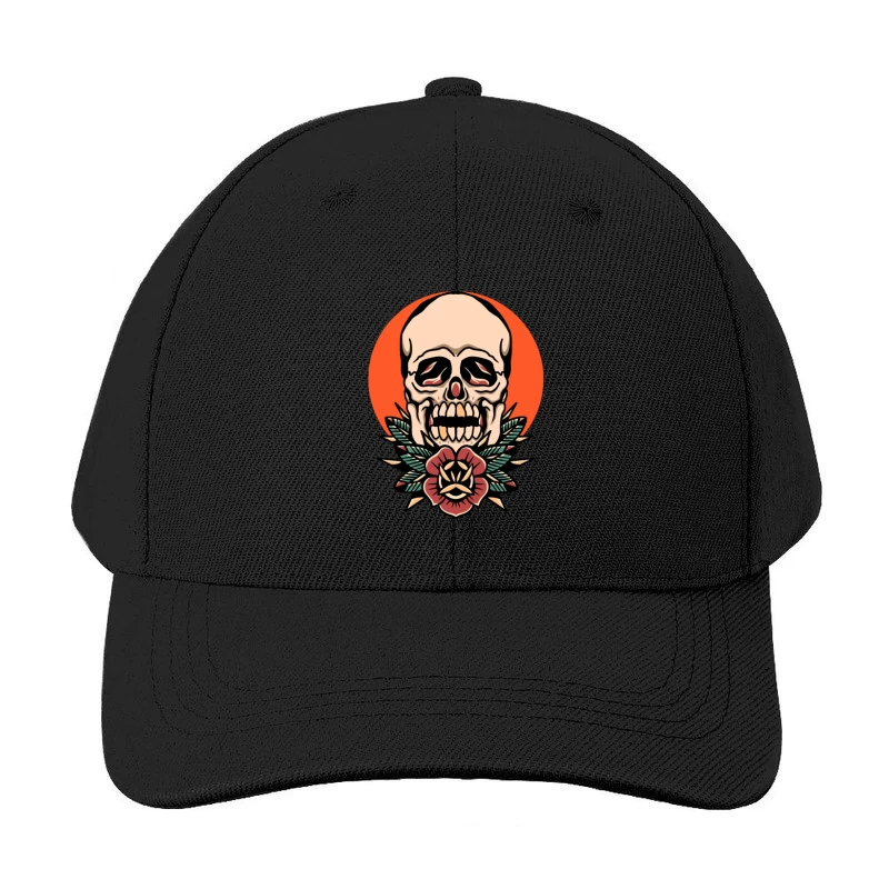 Skull with Floral Design Baseball Cap