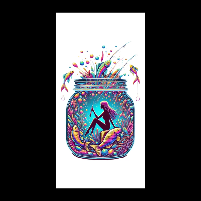 Magical Mermaid in Enchanted Mason Jar with Rainbow Fish iPhone Case