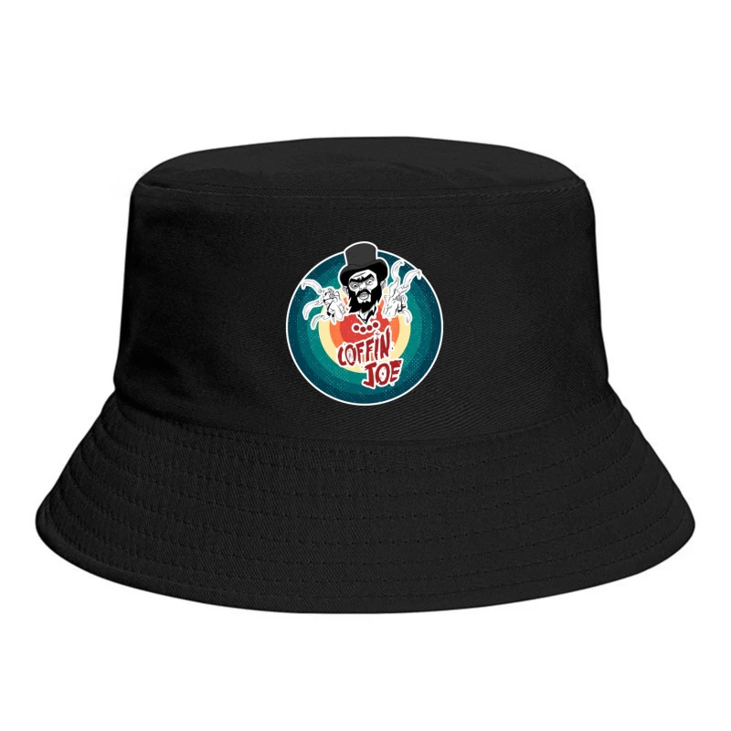 Coffin Joe: Retro Horror Logo with Bearded Character and Ghosts Bucket Hat