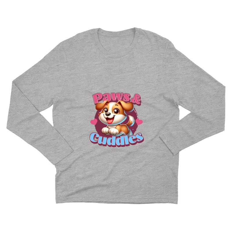 Pattes et Câlins - Logo Mignon de Chien Homme Manches Longues T-Shirt