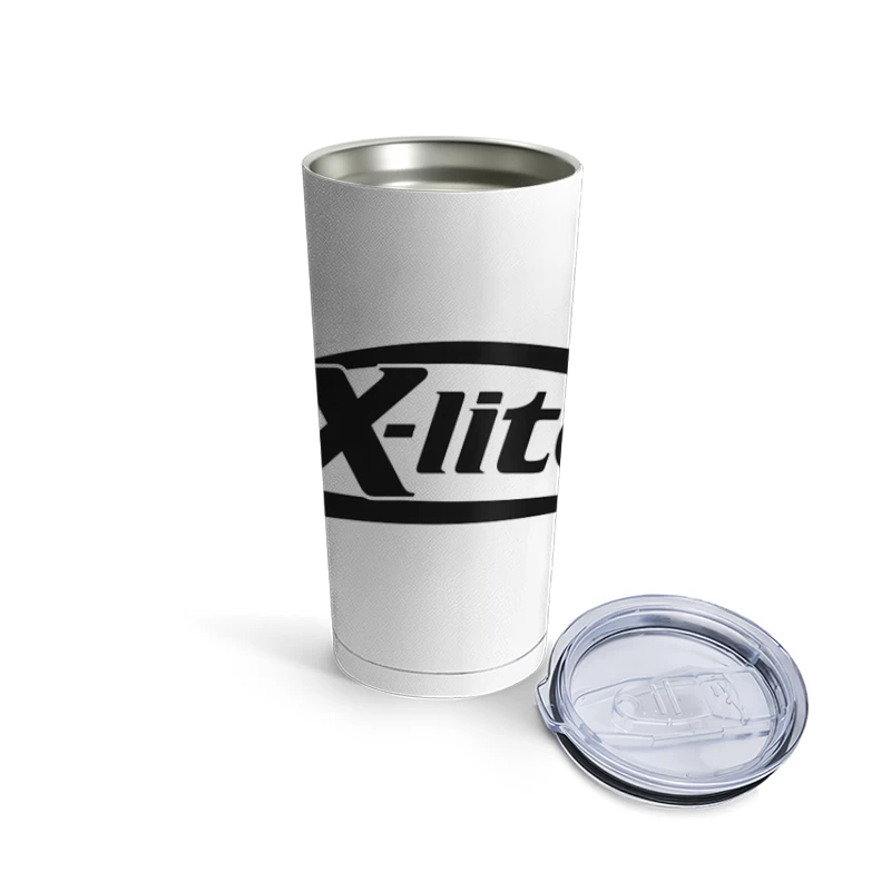 X-lite Black and White Brand Logo Design Travel Mug