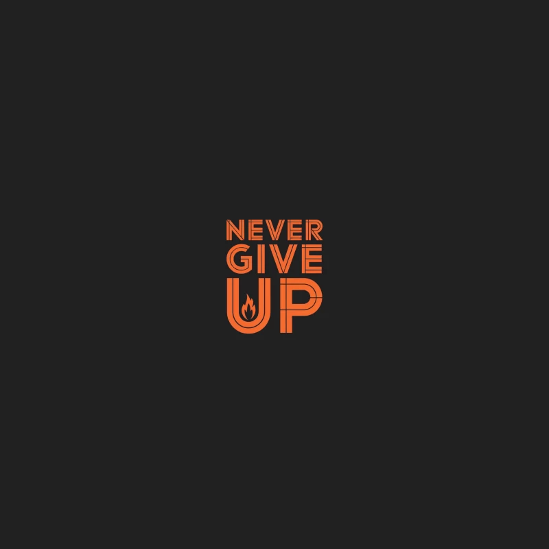 Fiery Motivation: Never Give Up Typography Bucket Hat