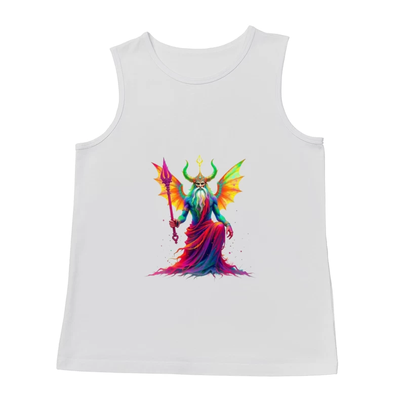 Rainbow-Hued Horned Deity with Dragon Wings Male Tank Top