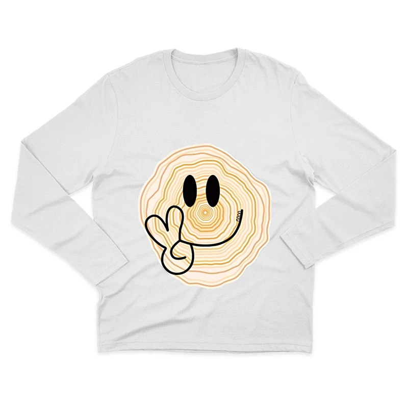Lächelnder Holzring mit Friedenszeichen Herren Langarm T-Shirt