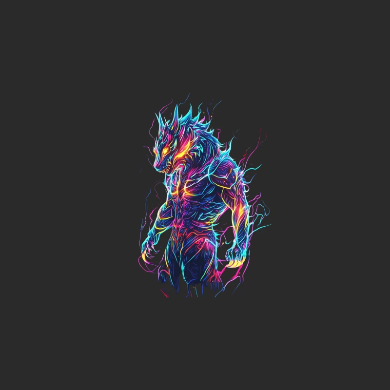 Vibrant Neon Dragon: A Colorful Fantasy Creature in Abstract Art Baseball Cap