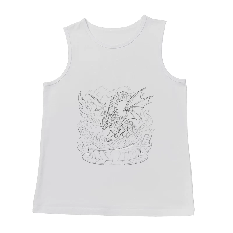 Mighty Dragon Ascending Amidst Flames Male Tank Top