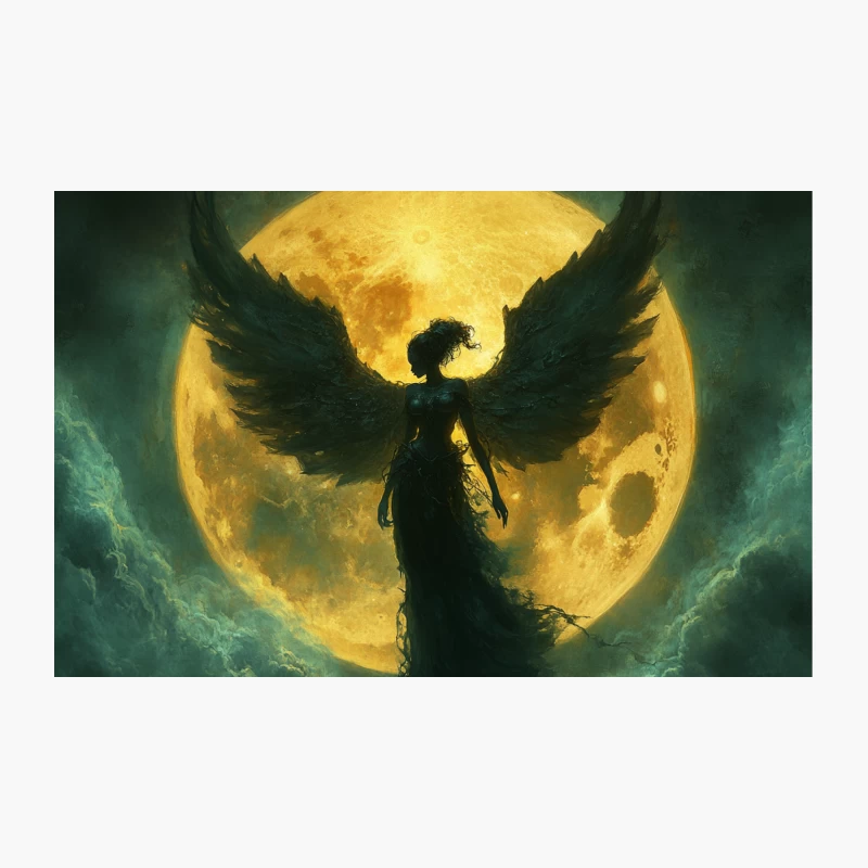 Winged Silhouette Against a Mystical Moonlit Sky Travel Mug