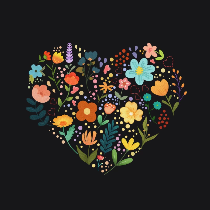 Buntes Herz aus Blumen Herren Pullover Hoodie