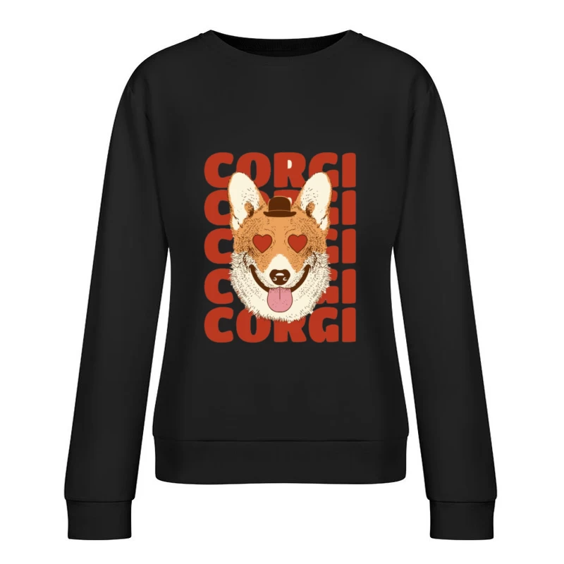 Corgi mit Herzaugen und Hut Damen Pullover Sweatshirt