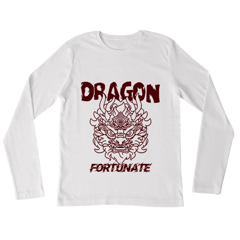 Glücklicher Drache Design Damen Langarm T-Shirt