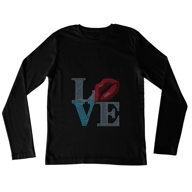 Liebe Design mit Lippen Damen Langarm T-Shirt