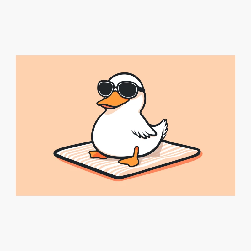 Cute Cartoon Duck with Sunglasses Relaxing on Beach Towel Travel Mug