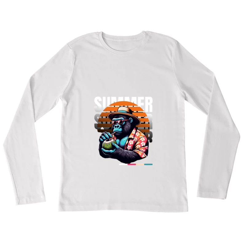 Sommergorilla mit Kokosnussgetränk Damen Langarm T-Shirt