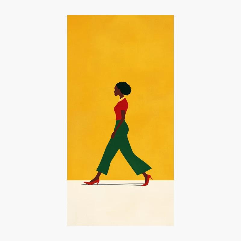 Vibrant Minimalist Illustration: Stylish Woman Walking iPhone Case