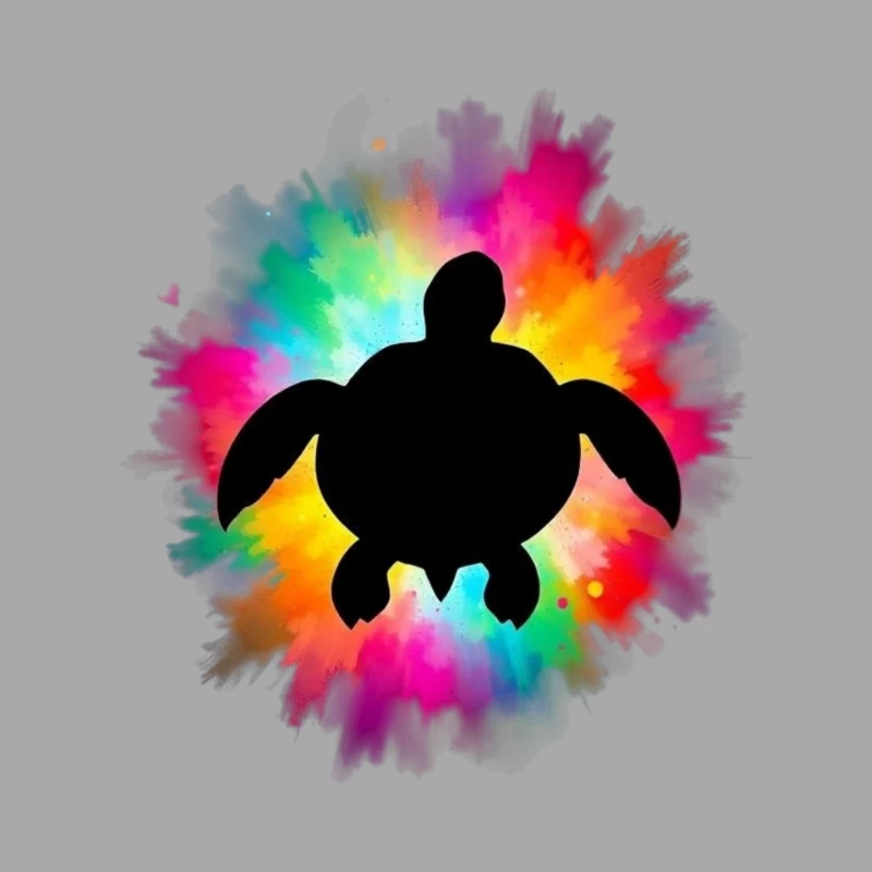 Colorful Turtle Silhouette Art Male Pullover Hoodie