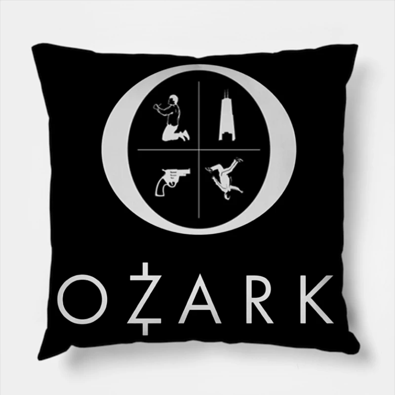 Ozark TV Series Logo with Symbolic Elements Throw Pillow