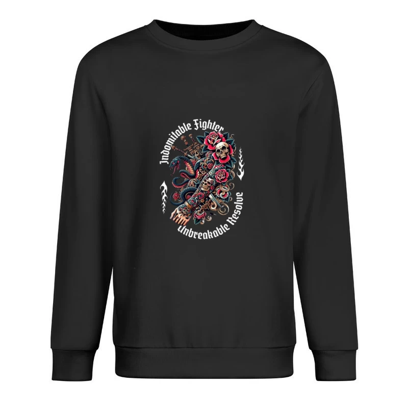 Gothic Skull and Rose Octopus Tattoo Design Male Pullover Sweatshirt