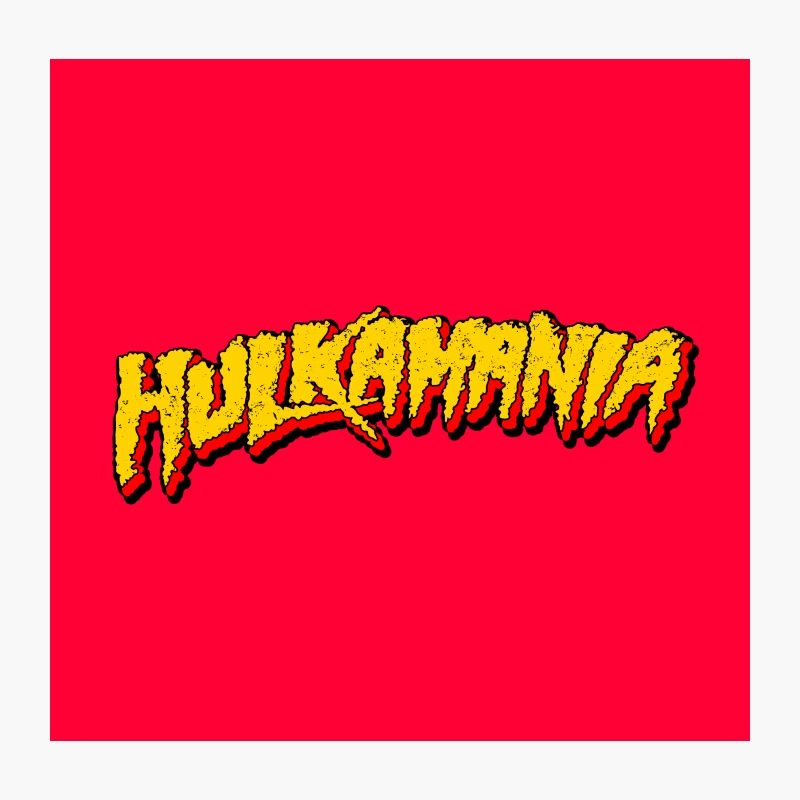 Hulkamania Wrestling Logo in Bold Yellow and Red Text Throw Pillow