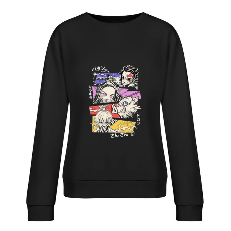 Charaktere aus einem Anime in farbenfroher Darstellung Damen Pullover Sweatshirt
