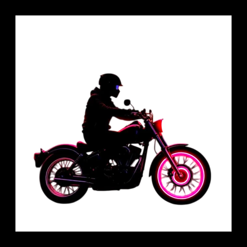 Silhouetted Motorcycle Rider with Neon Red Accents Pin